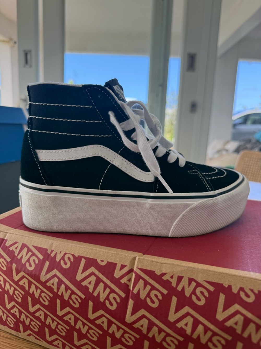 Vans Black & White High-Top Platform Sneaker